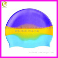 colorful rainbow women use waterproof bathing cap silicone swimming cap for long hair